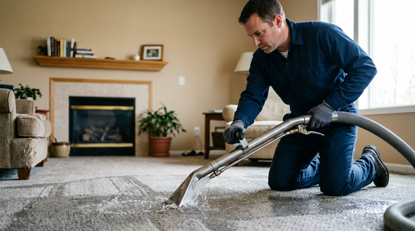 Water damage restoration technician working near Taylor Springs, IL